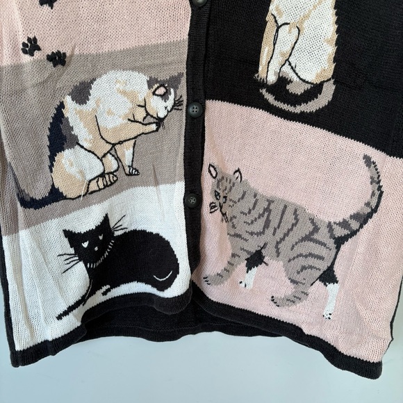 Vintage Blair Boutique Cat Sweater Vest XL Cat Lady Aesthetic Novelty Grannycore - Picture 4 of 11